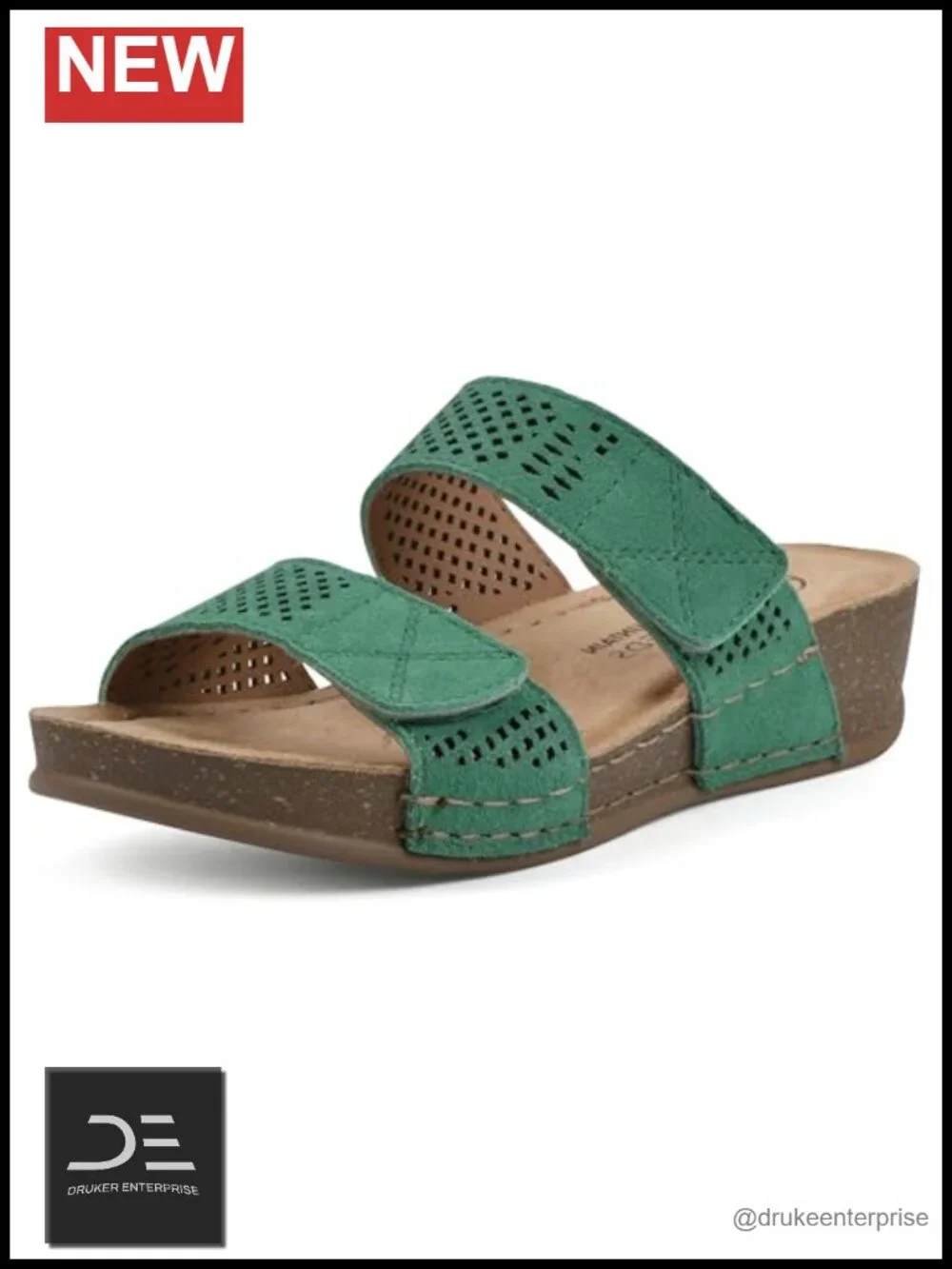 White Mountain Ferula Wedge Sandals Leather Slip-on Padded